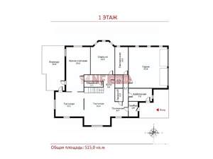 Коттедж 515м², 3-этажный, участок 22 сот.