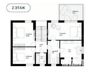 Коттедж 240м², 2-этажный, участок 9 сот.  