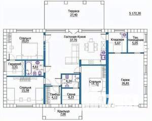 Дом 175м², 1-этажный, участок 12 сот.  