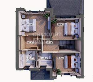 Дом 160м&sup2;, 2-этажный, участок 6 сот.  