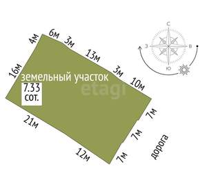 Дом 62м², 1-этажный, участок 7 сот.  