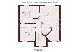 Дом 235м², 3-этажный, участок 7 сот.  