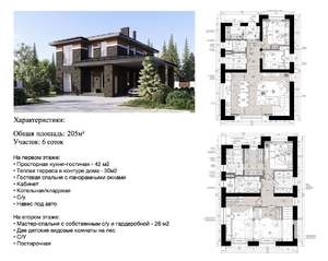 Коттедж 205м², 2-этажный, участок 6 сот.  