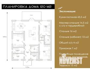 Дом 135м², 1-этажный, участок 6 сот.  
