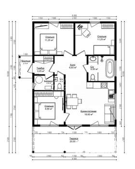Коттедж 80м², 1-этажный, участок 5 сот.  