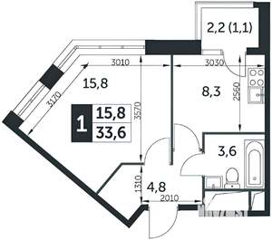 1-к квартира, на длительный срок, 33м2, 3/16 этаж