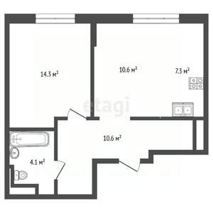 2-к квартира, на длительный срок, 47м2, 6/17 этаж