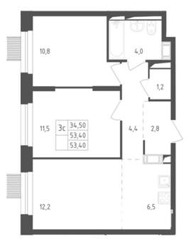 2-к квартира, на длительный срок, 56м2, 9/10 этаж