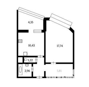 1-к квартира, на длительный срок, 42м2, 21/25 этаж