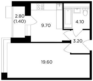 1-к квартира, на длительный срок, 38м2, 5/17 этаж