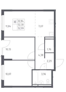 2-к квартира, на длительный срок, 50м2, 2/17 этаж