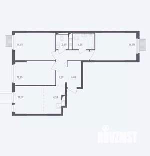 3-к квартира, на длительный срок, 75м2, 12/17 этаж