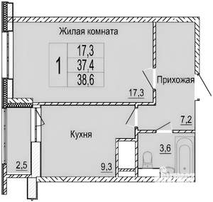 1-к квартира, на длительный срок, 37м2, 22/25 этаж