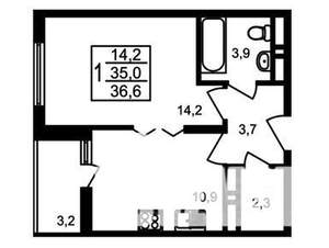 1-к квартира, на длительный срок, 37м2, 10/17 этаж