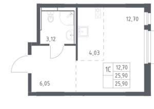 Студия квартира, на длительный срок, 26м2, 9/17 этаж