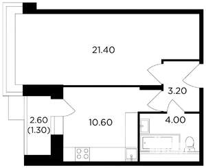 1-к квартира, на длительный срок, 41м2, 6/19 этаж