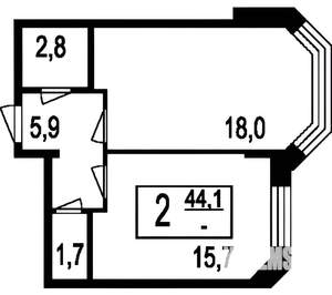 2-к квартира, на длительный срок, 45м2, 3/5 этаж