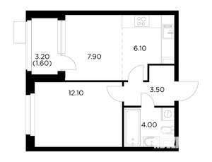 1-к квартира, строящийся дом, 35м2, 10/17 этаж