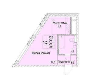 1-к квартира, строящийся дом, 30м2, 20/23 этаж