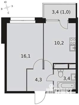 1-к квартира, вторичка, 35м2, 20/22 этаж