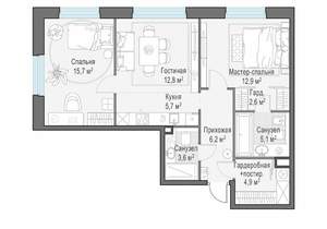 2-к квартира, строящийся дом, 70м2, 14/23 этаж