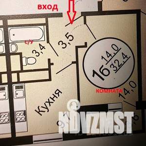 1-к квартира, вторичка, 34м2, 7/17 этаж