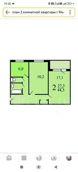 2-к квартира, вторичка, 39м2, 1/5 этаж