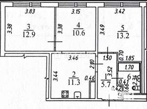 3-к квартира, вторичка, 57м2, 9/22 этаж