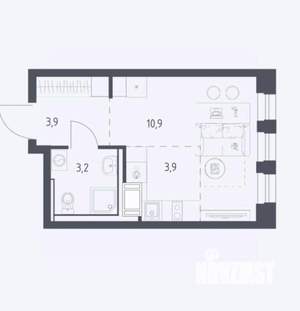 Студия квартира, вторичка, 22м2, 9/10 этаж