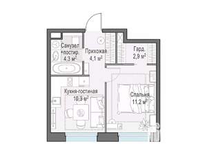 1-к квартира, строящийся дом, 33м2, 10/23 этаж