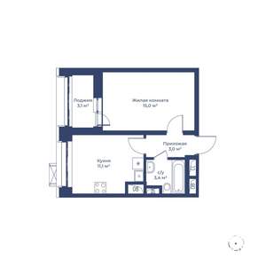 1-к квартира, строящийся дом, 34м2, 9/24 этаж
