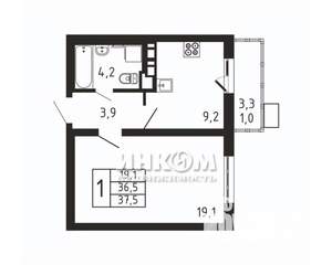 1-к квартира, вторичка, 38м2, 5/9 этаж