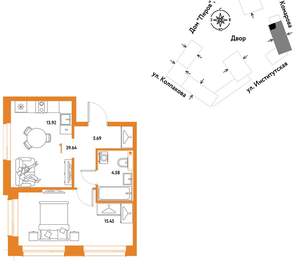 1-к квартира, вторичка, 40м2, 17/6 этаж