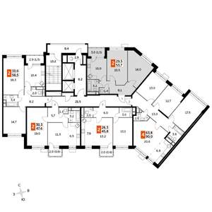 2-к квартира, строящийся дом, 55м2, 15/22 этаж