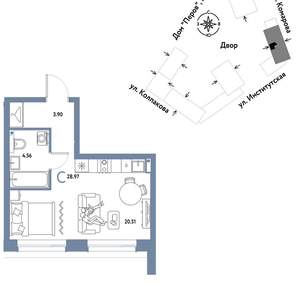 Студия квартира, вторичка, 29м2, 17/6 этаж