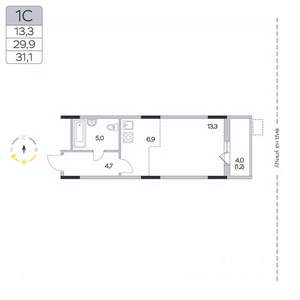 Студия квартира, вторичка, 31м2, 9/9 этаж