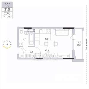 Студия квартира, вторичка, 29м2, 5/9 этаж