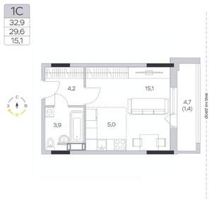 Студия квартира, строящийся дом, 30м2, 8/9 этаж