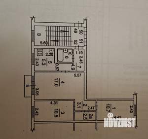 3-к квартира, вторичка, 57м2, 3/5 этаж