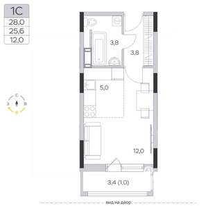 Студия квартира, строящийся дом, 26м2, 8/9 этаж