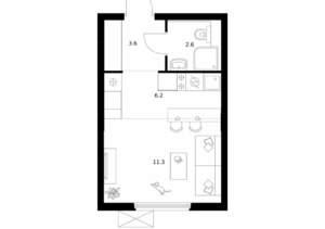 Студия квартира, вторичка, 24м2, 7/25 этаж