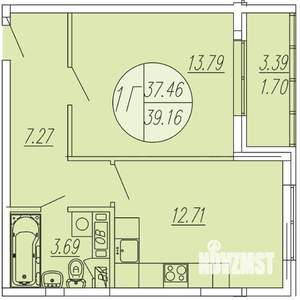 1-к квартира, вторичка, 39м2, 4/4 этаж