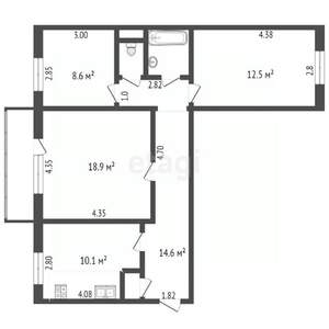 3-к квартира, вторичка, 69м2, 5/9 этаж