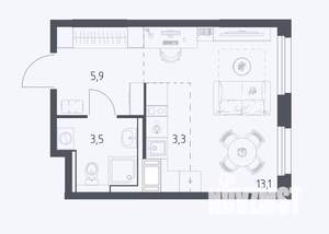 Студия квартира, сданный дом, 26м2, 15/17 этаж
