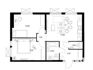 3-к квартира, вторичка, 55м2, 7/26 этаж