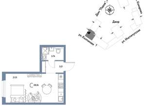 Студия квартира, вторичка, 28м2, 10/6 этаж
