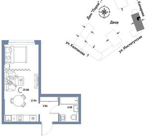 Студия квартира, вторичка, 30м2, 4/6 этаж