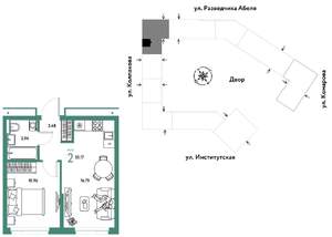 2-к квартира, вторичка, 35м2, 15/25 этаж
