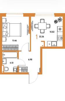 1-к квартира, вторичка, 33м2, 9/26 этаж