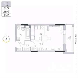 Студия квартира, вторичка, 29м2, 8/9 этаж